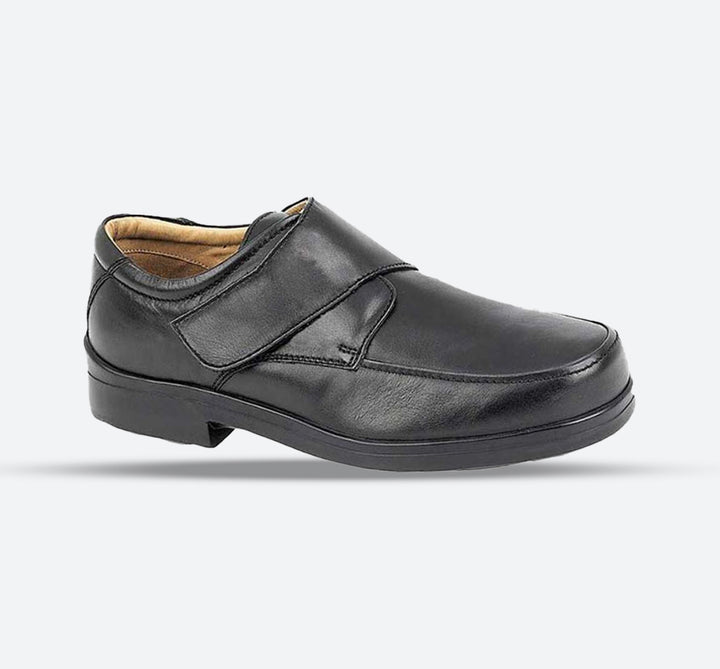 Men's Wide Fit Roamers M404A Velcro Shoes in Black - Image 1