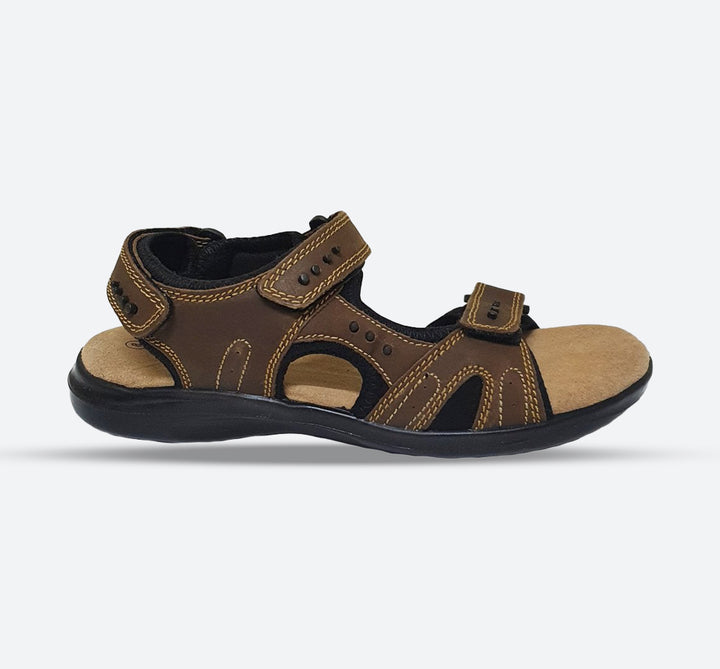 Mens Wide Fit Luxury Roamers M990 Sandals in Brown - Image 1