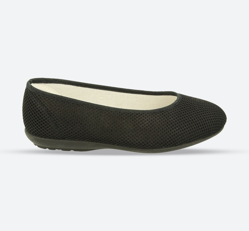 Womens Wide Fit DB Melissa Slippers in Black Textile - Image 1