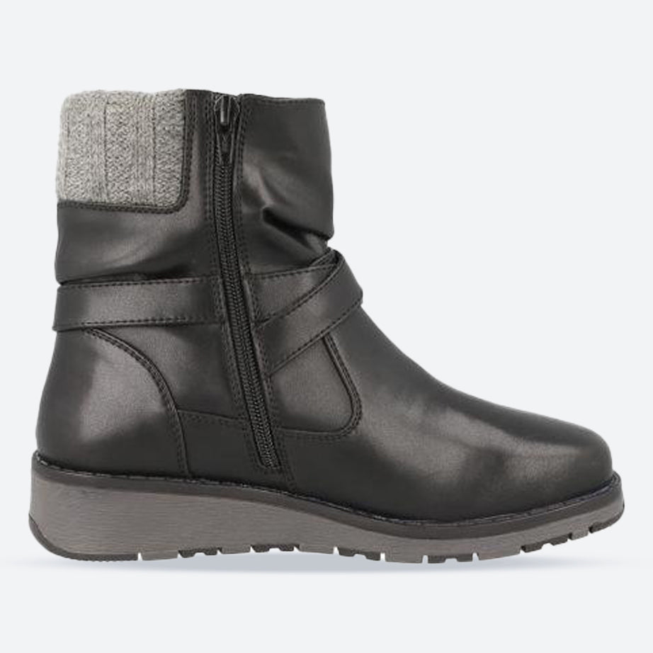Women's Wide Fit DB Mink Boots in Black Synthetic - Image 1