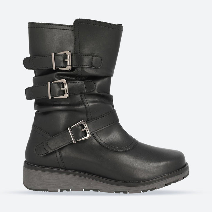 Women's Wide Fit DB Muntjac Boots in Black Smooth Synthetic - Image 1