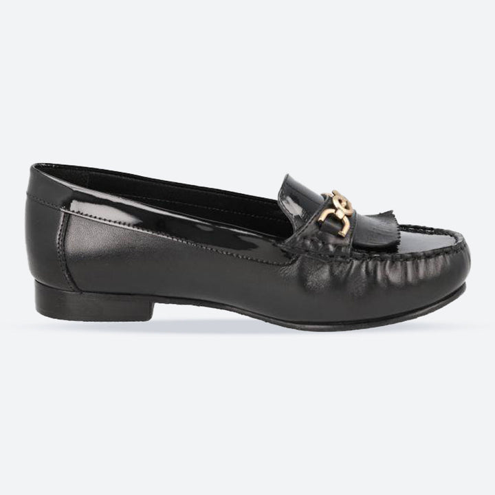 Women's Wide Fit DB Mustang Shoes in Black Leather / Patent - Image 1