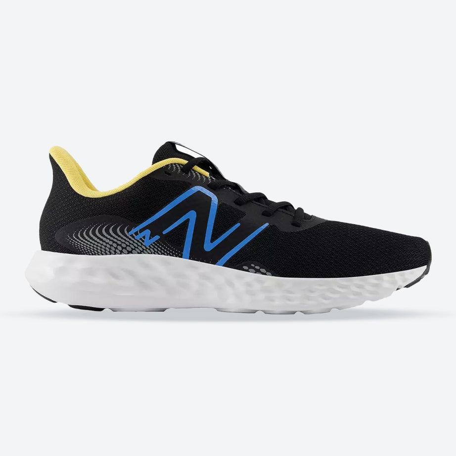 Women's Wide Fit New Balance M411RM3 Walking and Running Trainers in Black/Yellow - Image 1