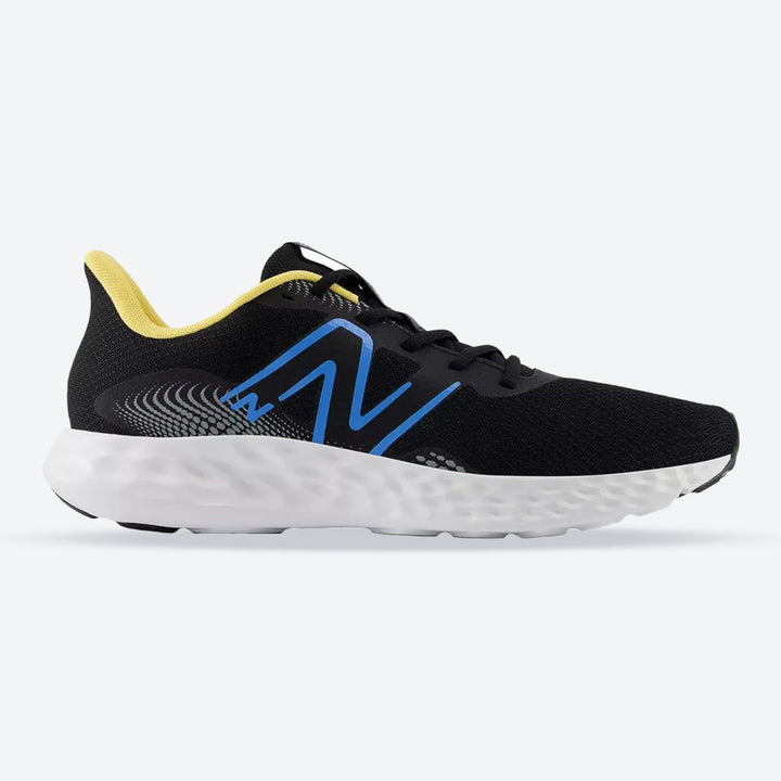 Women's Wide Fit New Balance M411RM3 Walking and Running Trainers in Black/Yellow - Image 1