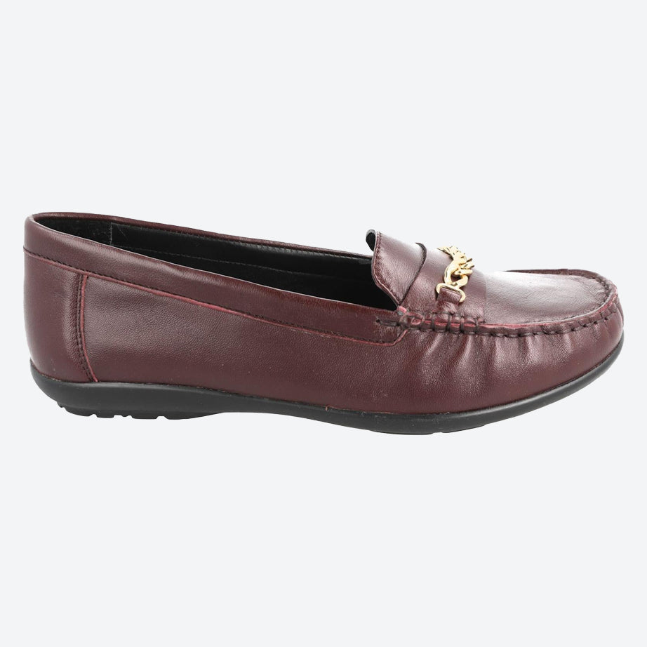 Women's Wide Fit DB Nicolette Loafer Shoes in Black Leather - Image 13