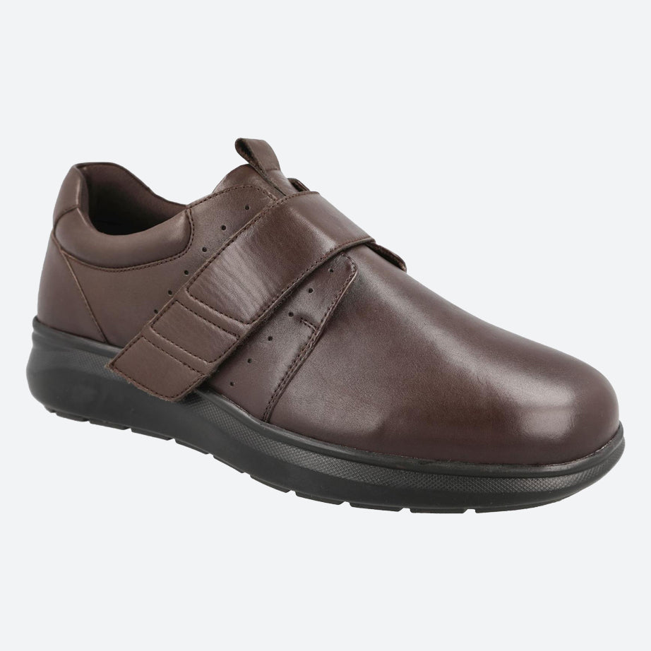 Men's Wide Fit DB Norton Velcro Shoes in Black Leather - Image 5
