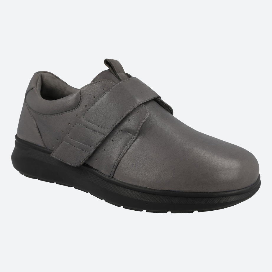 Men's Wide Fit DB Norton Velcro Shoes in Black Leather - Image 6