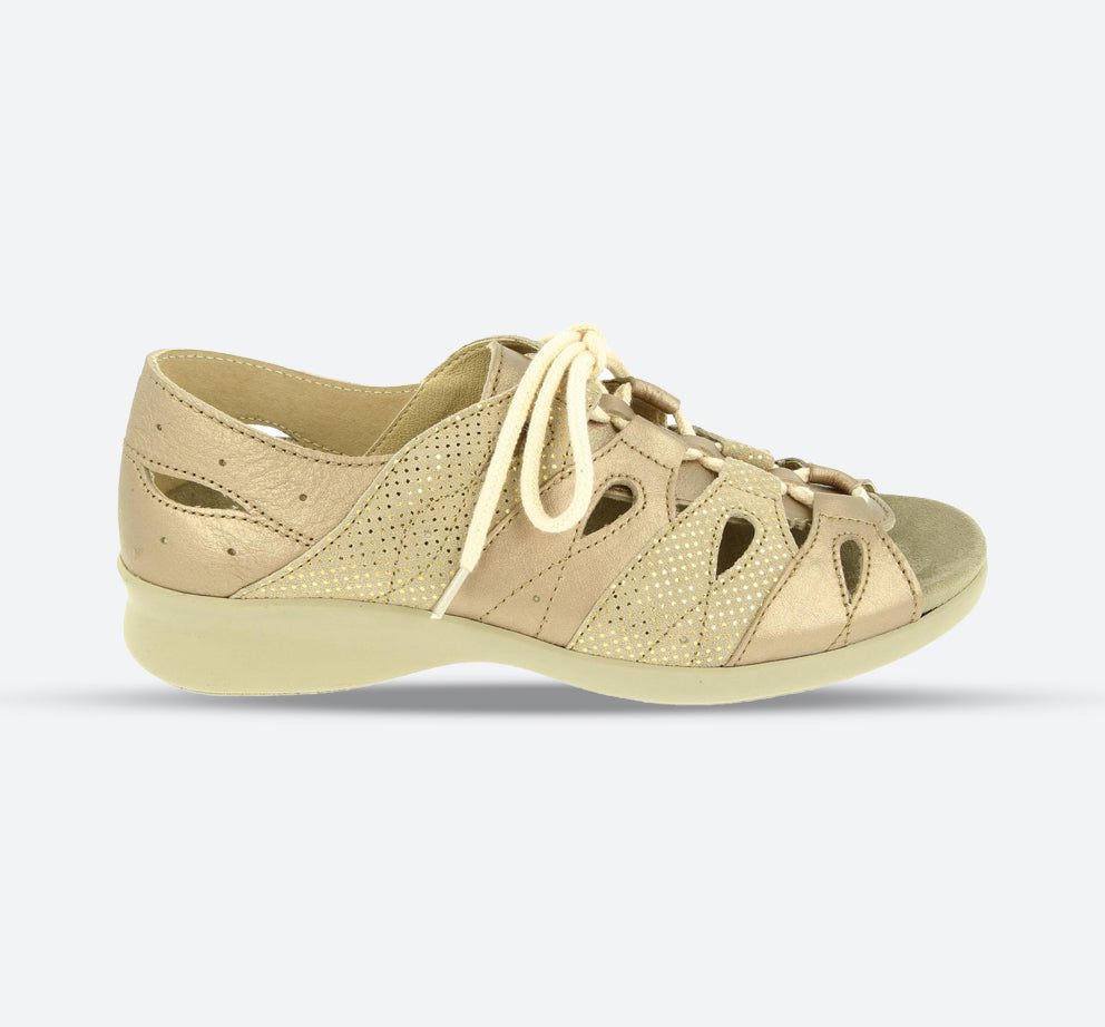 Women's Wide Fit DB Ocean Sandals in Gold Lea / Nubuck - Image 1