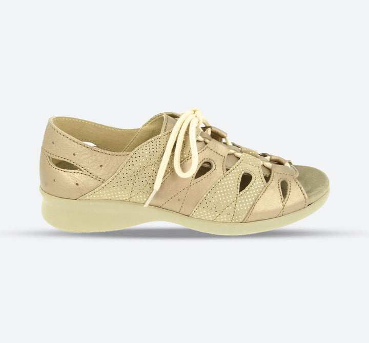 Women's Wide Fit DB Ocean Sandals in Gold Lea / Nubuck - Image 1