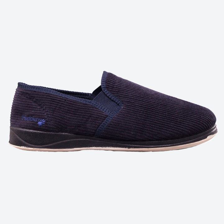 Mens Wide Fit Padders Albert Slip On Slippers in Navy - Image 1