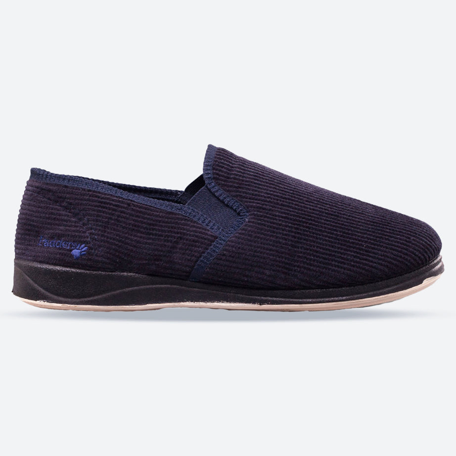 Mens Wide Fit Padders Albert Slip On Slippers in Navy - Image 24