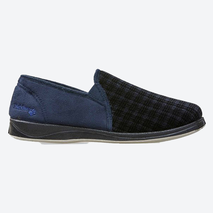 Mens Wide Fit Padders Albert Slip On Slippers in Navy - Image 1