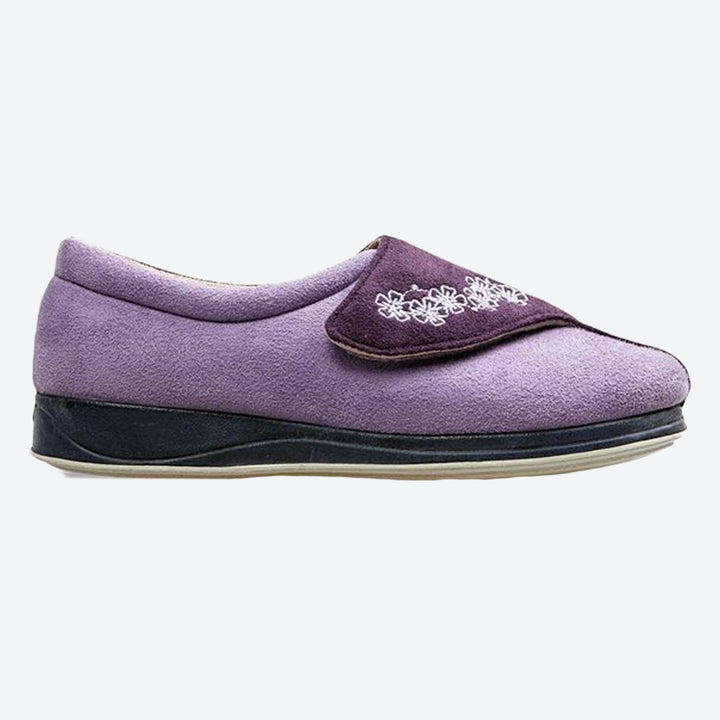 Womens Wide Fit Padders Hug Slippers in Navy/Teal - Image 1