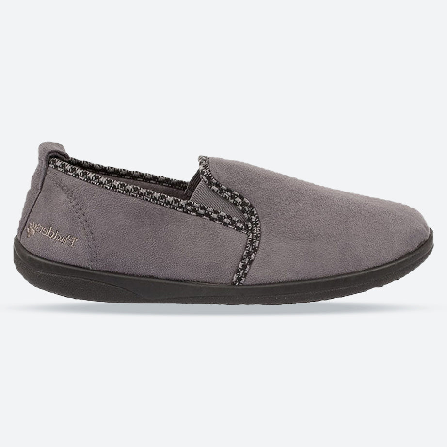 Mens Wide Fit Padders Lewis Slip On Slippers in Grey - Image 14