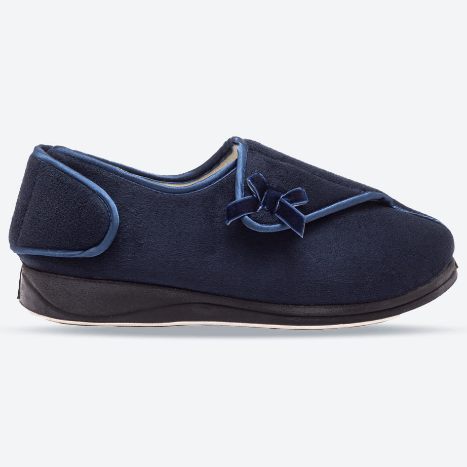 Womens Wide Fit Padders Penny Slippers in Navy - Image 4