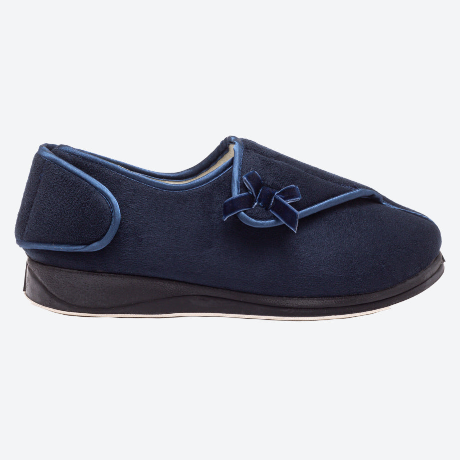 Womens Wide Fit Padders Penny Slippers in Navy - Image 5