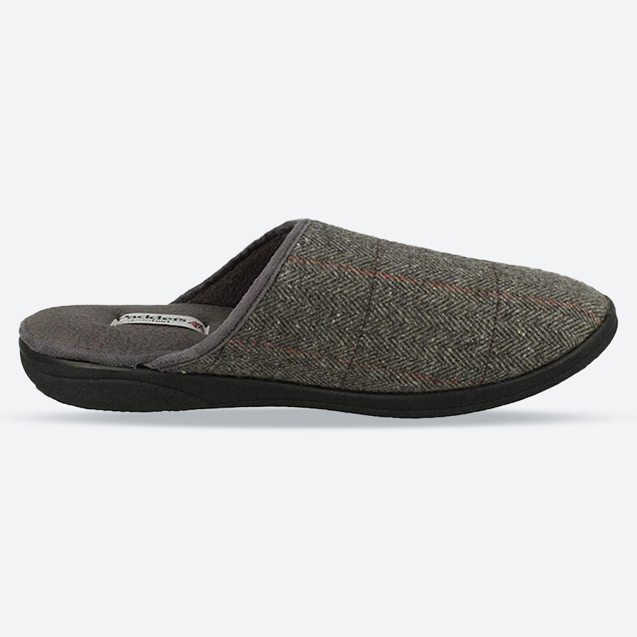 Mens Wide Fit Padders Stag Mule Slippers in Navy Combi - Image 7