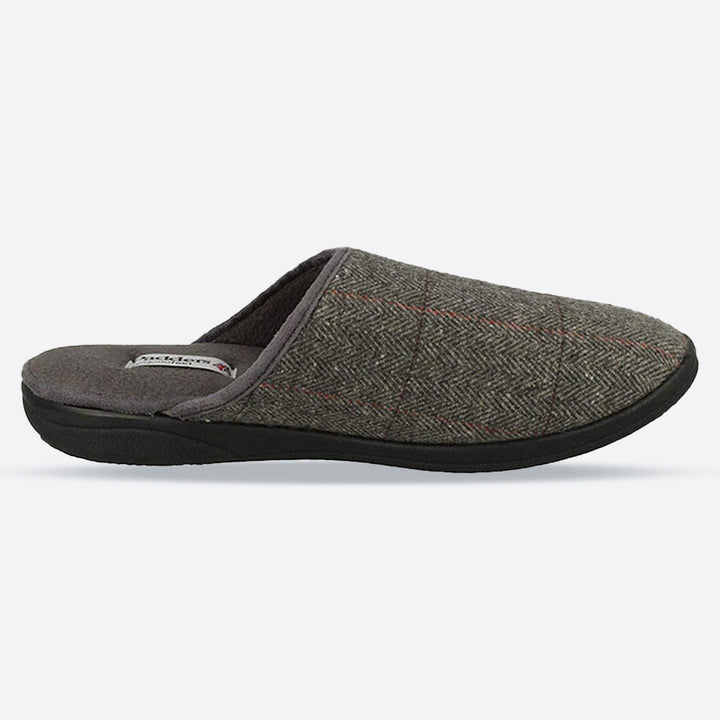 Mens Wide Fit Padders Stag Mule Slippers in Navy Combi - Image 1