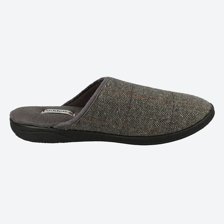 Mens Wide Fit Padders Stag Mule Slippers in Navy - Image 1