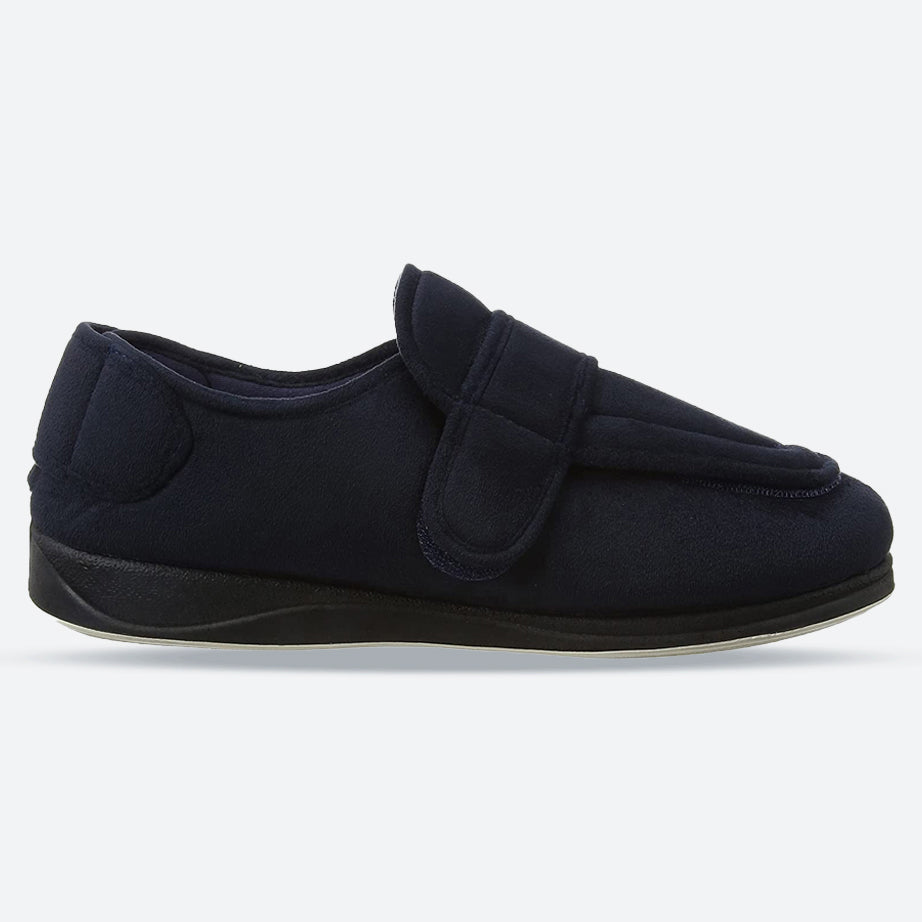 Mens Wide Fit Padders Wrap Slippers in Navy - Image 16