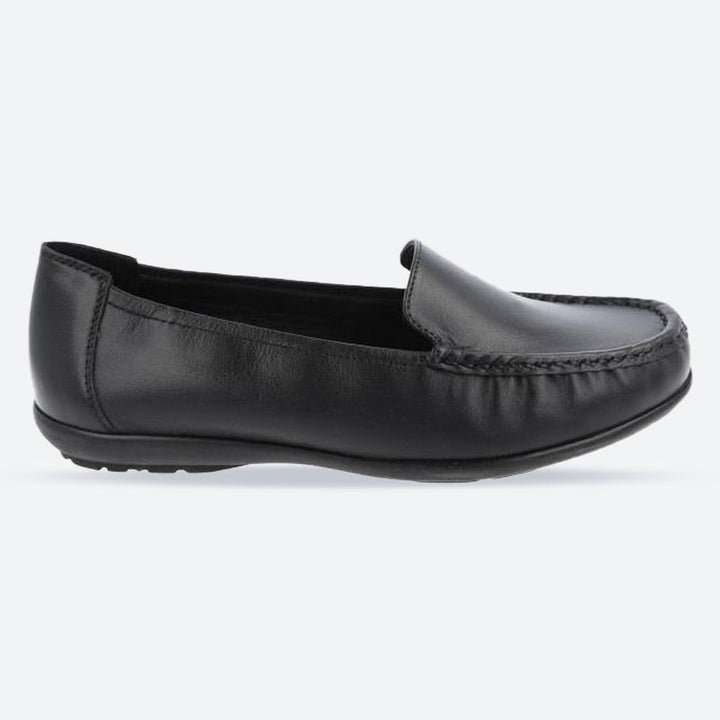 Women's Wide Fit DB Partridge Loafer Shoes in Black Leather - Image 1