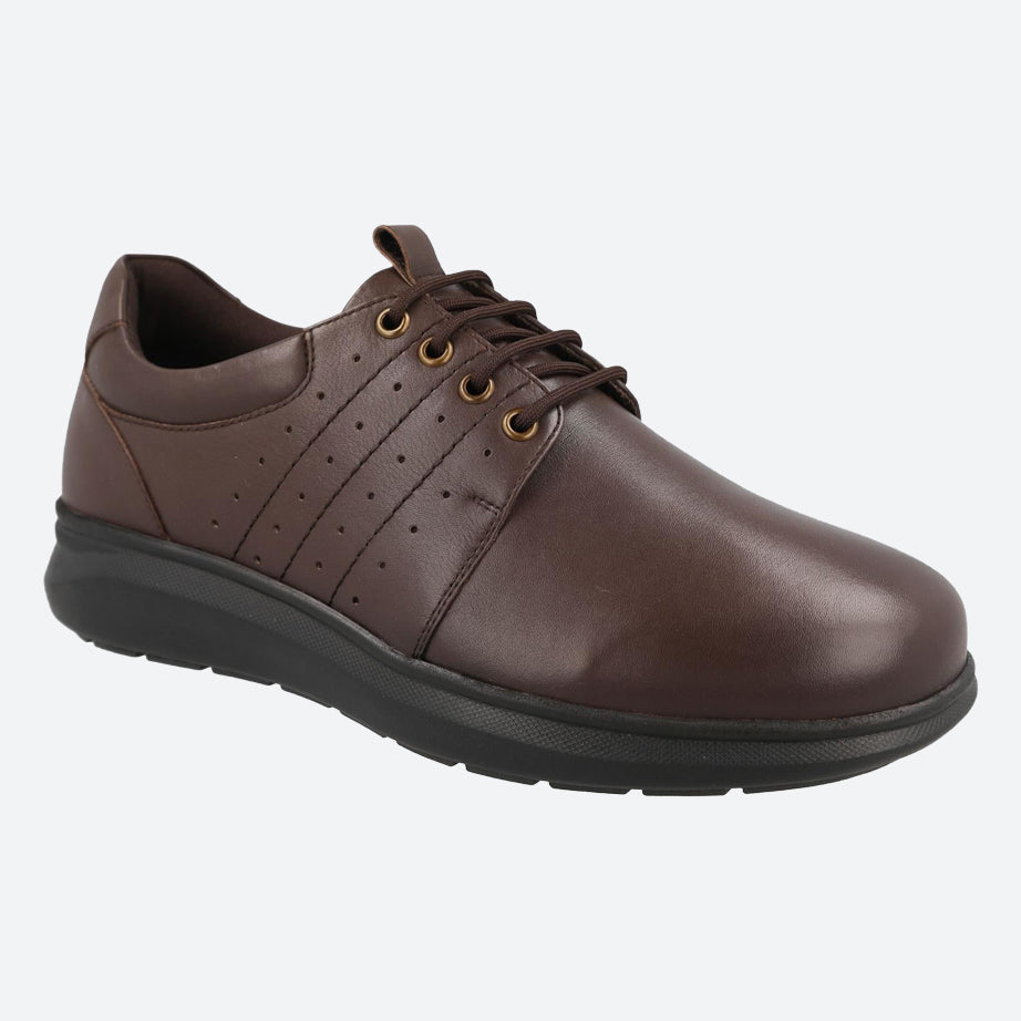 Men's Wide Fit DB Patrick Shoes in Black Leather - Image 3