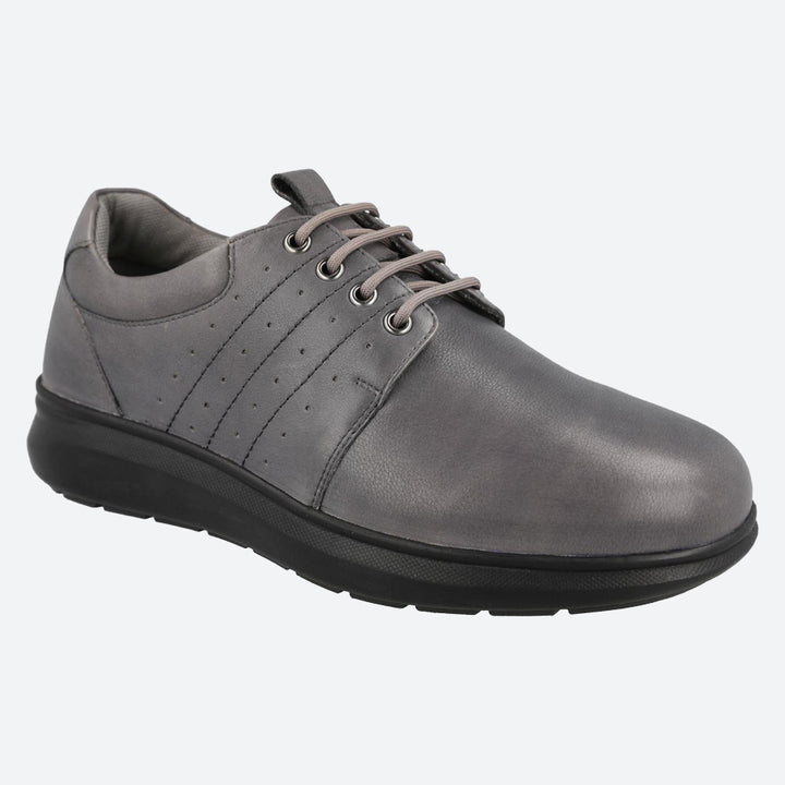 Men's Wide Fit DB Patrick Shoes in Black Leather - Image 1