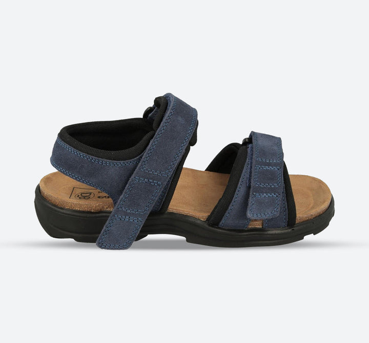 Womens Wide Fit DB Peel Sandals in Navy Suede - Image 1