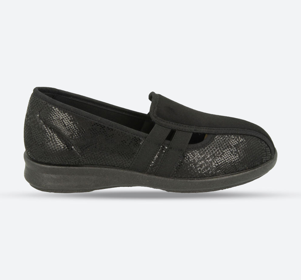 Womens Wide Fit DB Peterborough Shoes in Navy Suedette / Stretch - Image 1