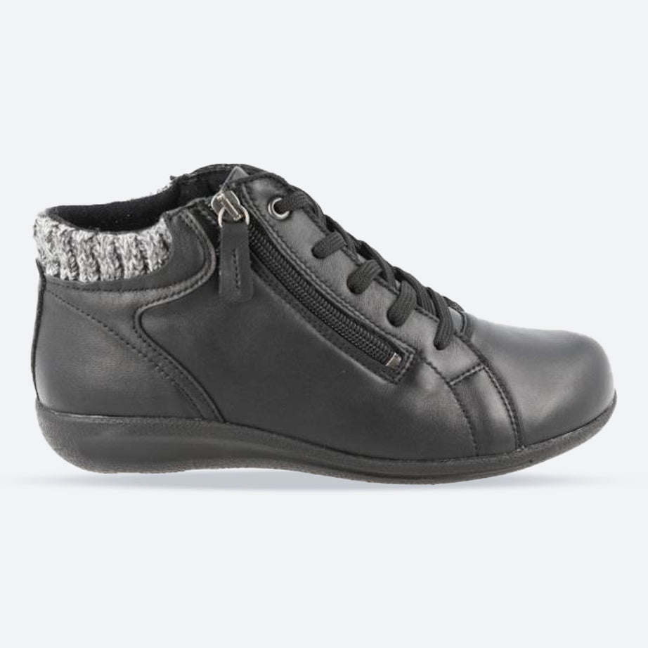Women's Wide Fit DB Pipit Boots in Black Stretch Lea - Image 1