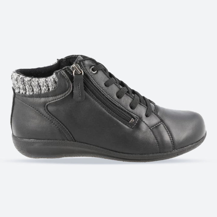 Women's Wide Fit DB Pipit Boots in Black Stretch Lea - Image 1