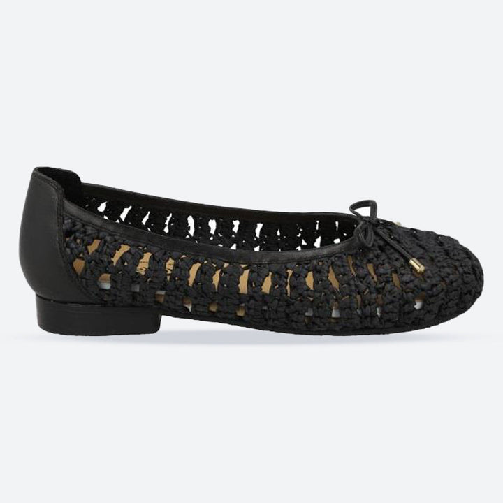 Women's Wide Fit DB Raffia Shoes in Black - Image 1