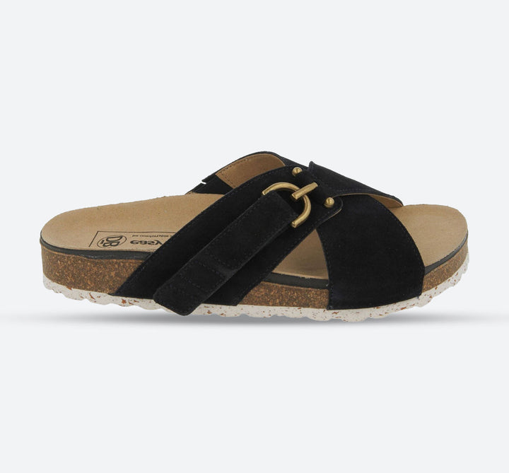 Womens Wide Fit DB Raja Sandals in Tan Suede - Image 1