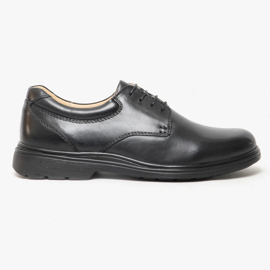 Men's Wide Fit Roamers M196A Shoes in Black Leather - Image 2