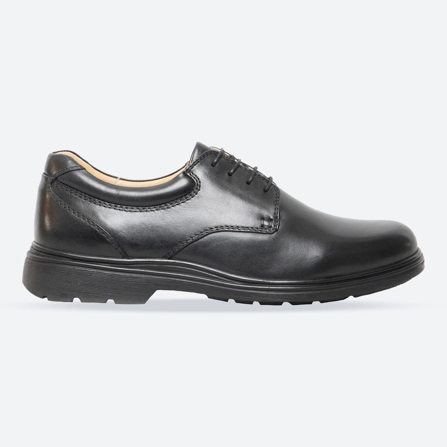 Men's Wide Fit Roamers M196A Shoes in Black Leather - Image 1