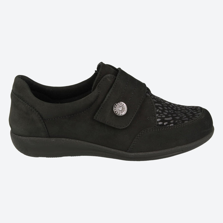 Womens Wide Fit DB Royston Shoes in Black - Image 1