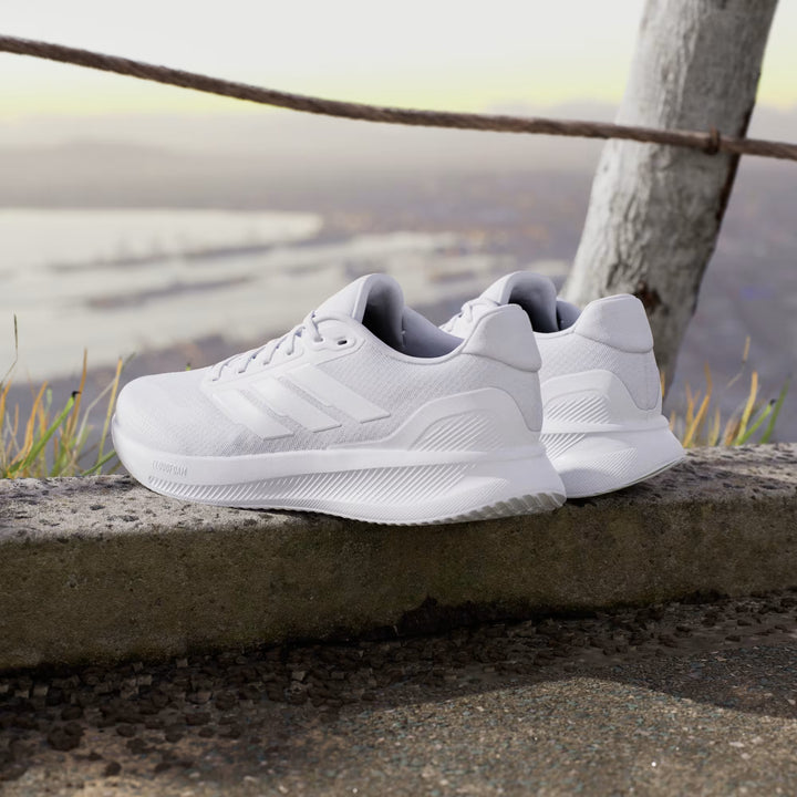 Men's Wide Fit Adidas Runfalcon 5 Walking/Running Trainers in Black/White - Image 1
