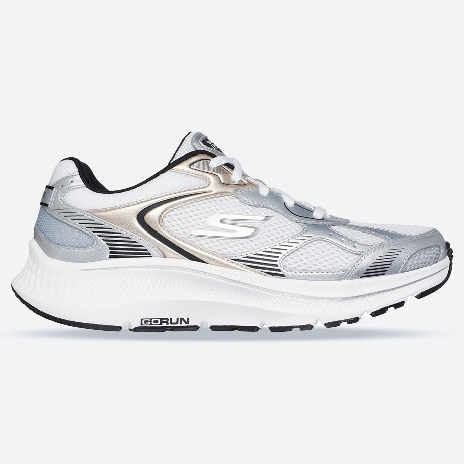 Women's Wide Fit Skechers 128633 Go Run Consistent 2.0 Volt Trainers in White/Silver/Black - Image 1