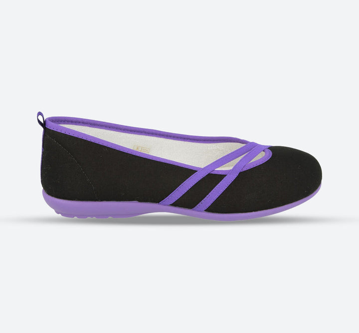 Womens Wide Fit DB Sunflower Canvas in Black/Purple - Image 1