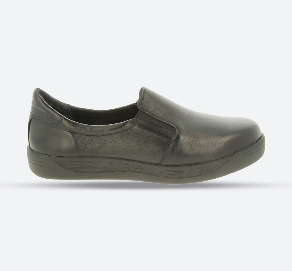 Womens Wide Fit DB Sapphire Shoes in Black Lea - Image 1
