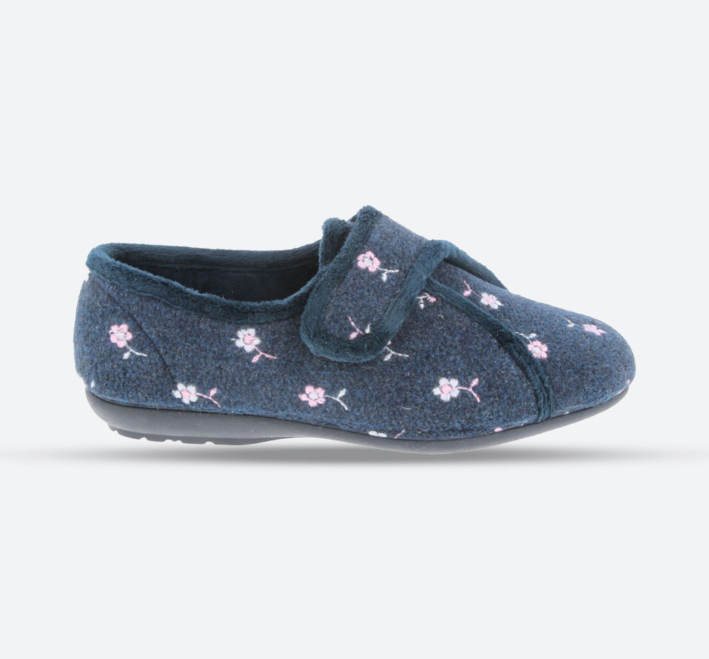 Womens Wide Fit DB Savannah Slippers in Navy - Image 1