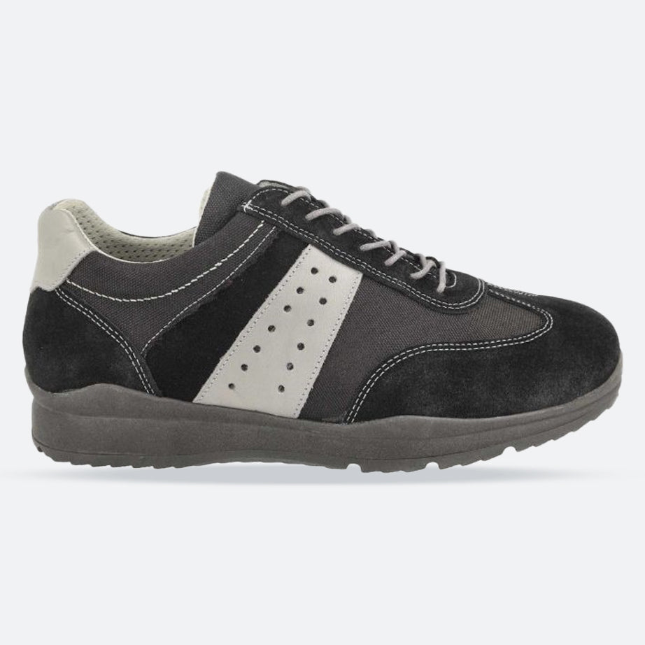 Men's Wide Fit DB Sequoia Trainers in Black Suede / Leather / Textile - Image 1