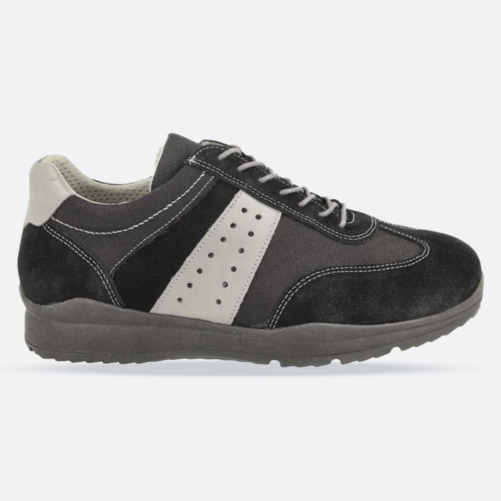 Men's Wide Fit DB Sequoia Trainers in Black Suede / Leather / Textile - Image 1