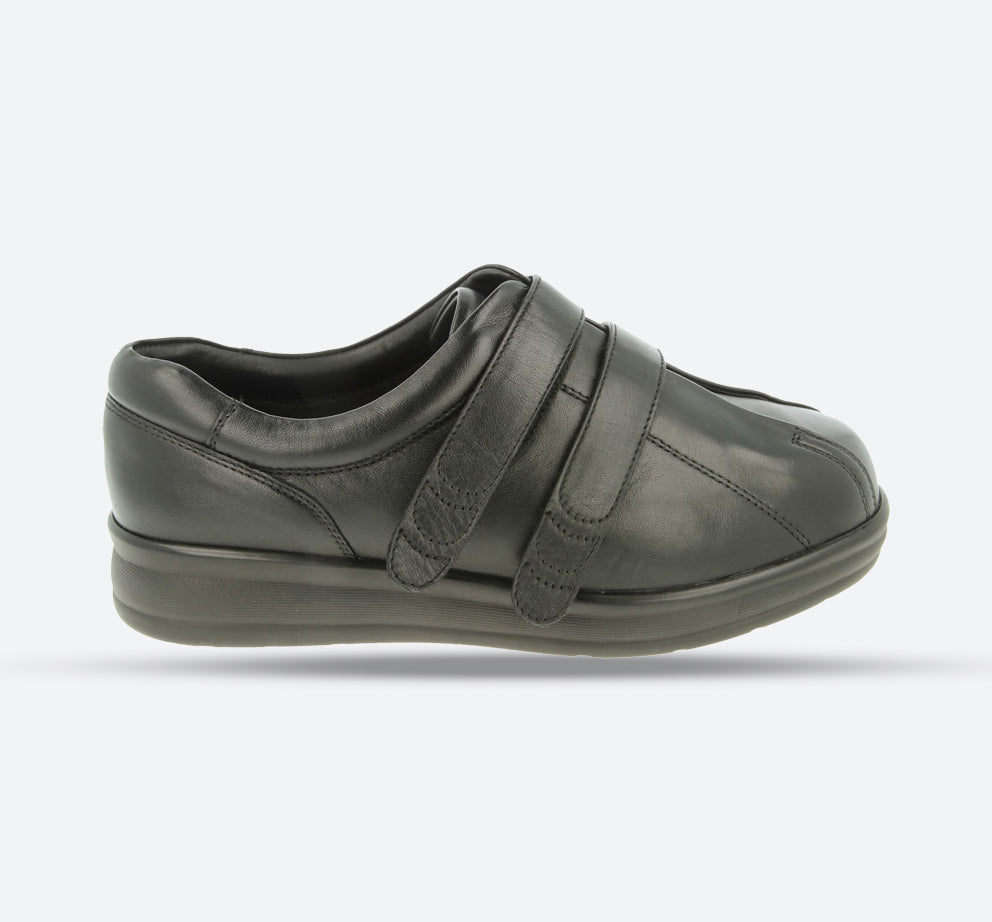 Womens Wide Fit DB Serena Shoes in Black Leather - Image 1