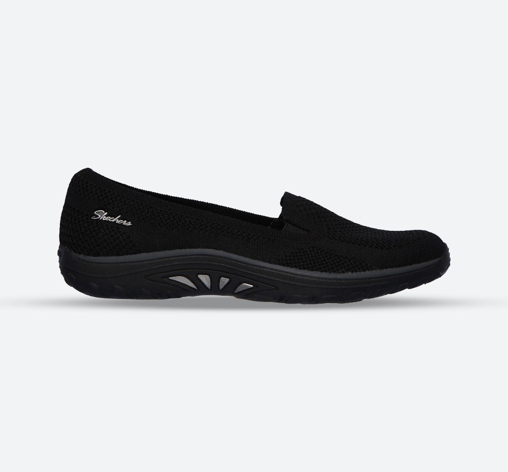 Womens Wide Fit Skechers Reggae Fest Enjoy 49679 Slip On Shoes in Black - Image 1