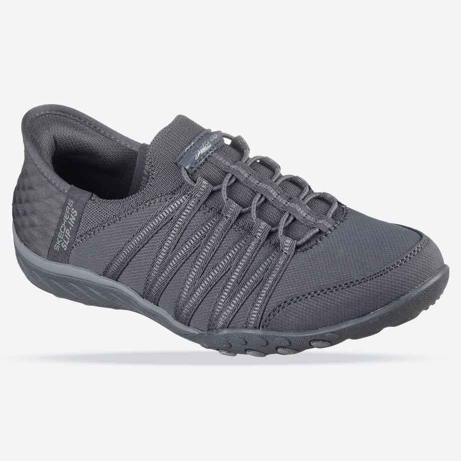 Women's Wide Fit Skechers 100593 Breathe Easy Roll Shoes in Black - Image 5
