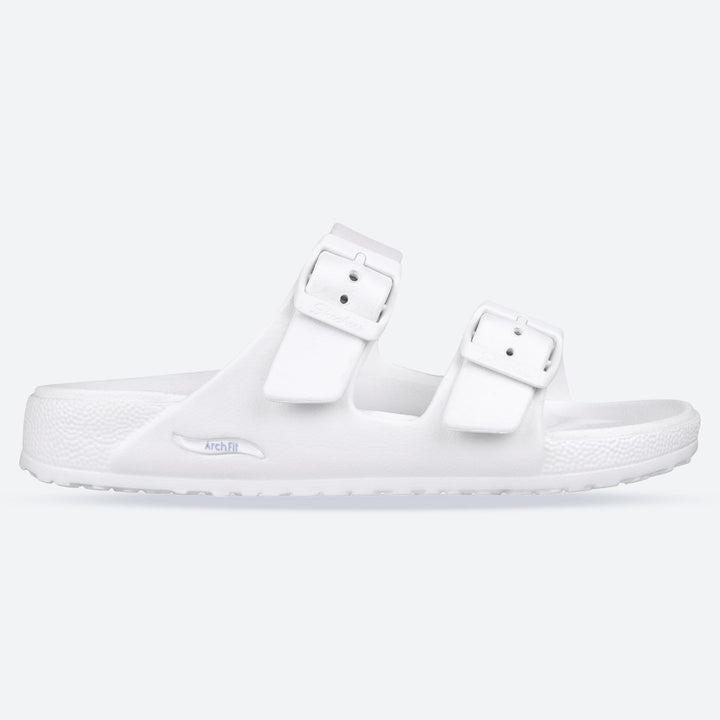 Women's Wide Fit Skechers 111590 Foamies Arch Fit Cali Breeze 2.0 Slippers in White - Image 1