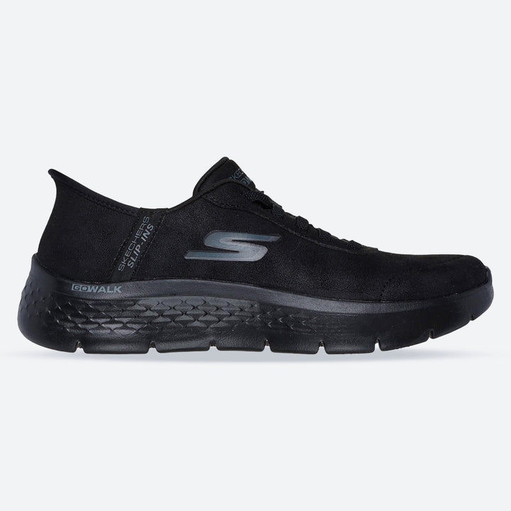 Women's Wide Fit Skechers 124837 Slip-ins Go Walk Flex Mali Trainers in Black - Image 1