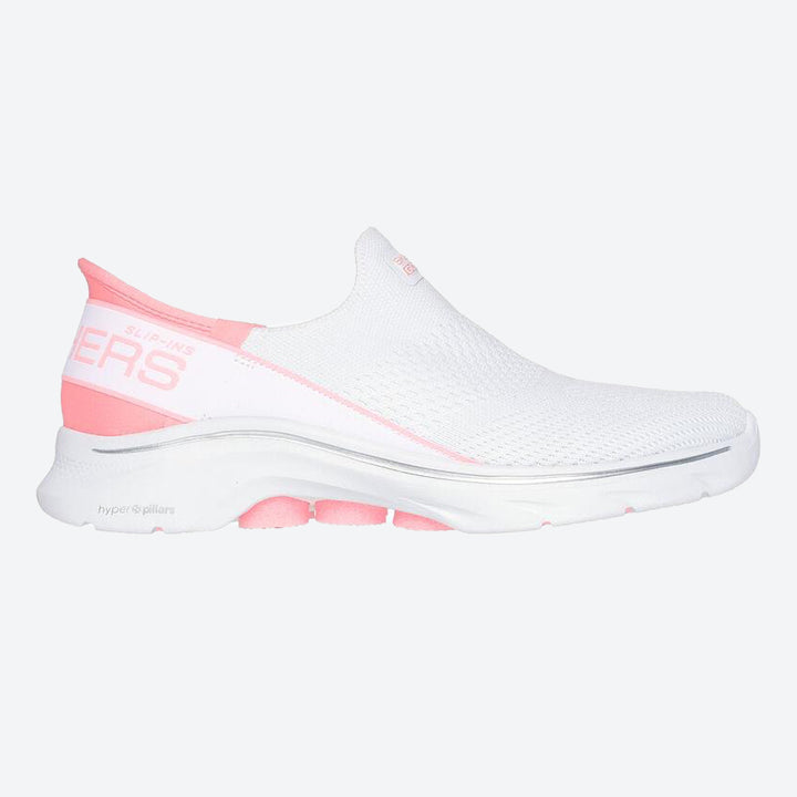 Women's Wide Fit Skechers 125231 Slip-ins Go Walk 7 Mia Trainers in Black/White - Image 1