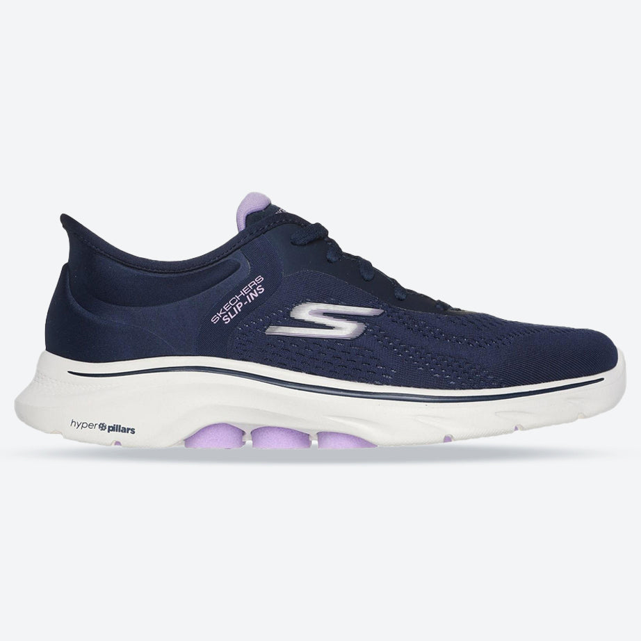 Women's Wide Fit Skechers 125233 Slip-ins Go Walk 7 Valin Trainers in Black - Image 7